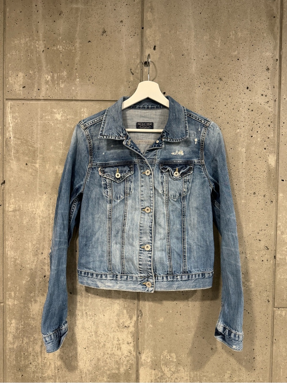 Polo Jeans Ralph Lauren Women’s Distressed Denim Jacket Size M Good Condition
